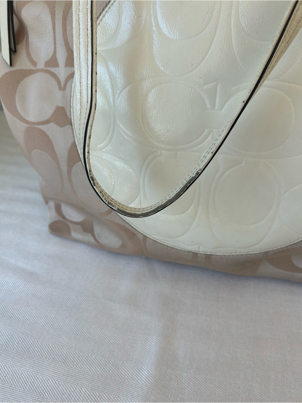 Coach Cream and Light Pink Signature Tote - Picture 2 of 4